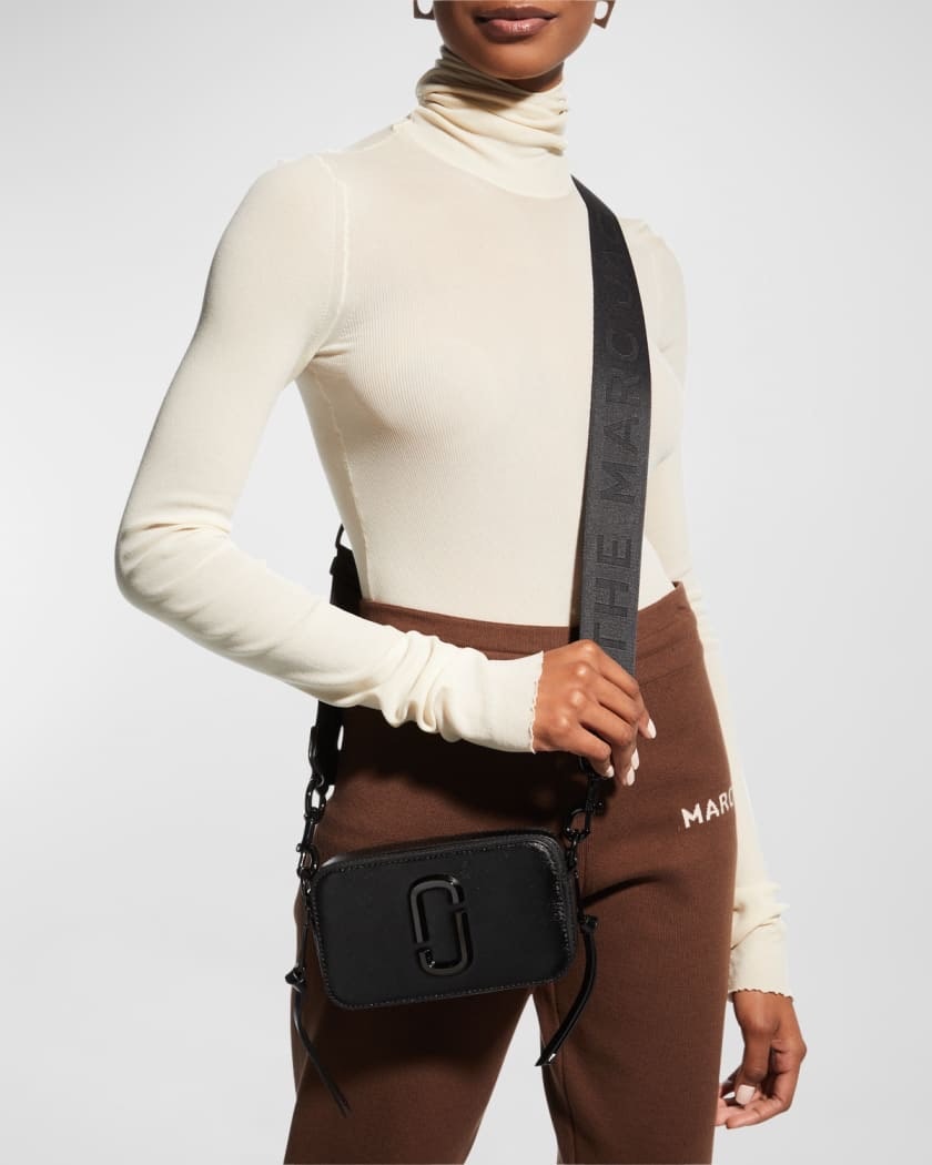 Marc Jacobs Black Leather Poly Coating The Snapshot Dtm Corssbody Handbag